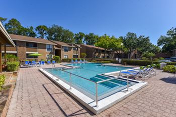 Outdoor pool with sundeck